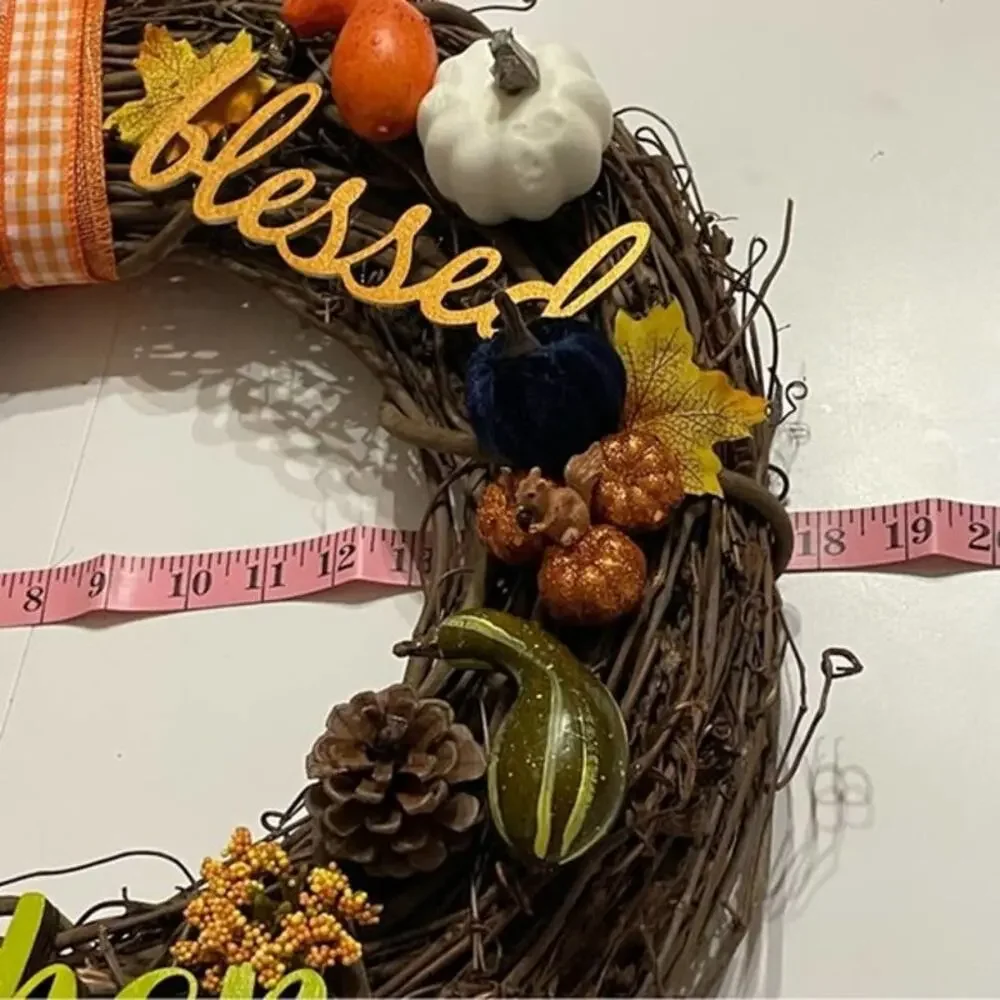 Fall Thankful Blessed Grapevine Wreath 18